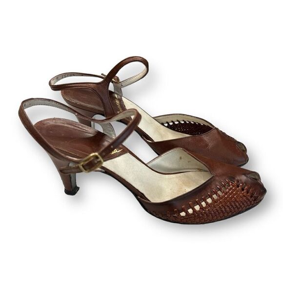 Caressa Vintage Open Tor Heels Size 8 - Picture 2 of 6